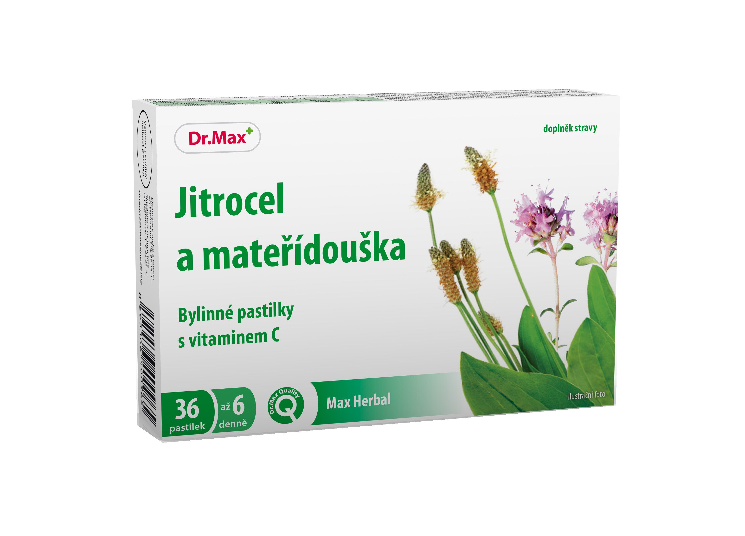 Dr.Max Herbal Jitrocel a mateřídouška bylinné pastilky 36 pastilek Dr.Max