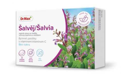 Dr.Max Šalvěj Bylinné pastilky s vitaminem C bez cukru 24 pastilek Dr.Max