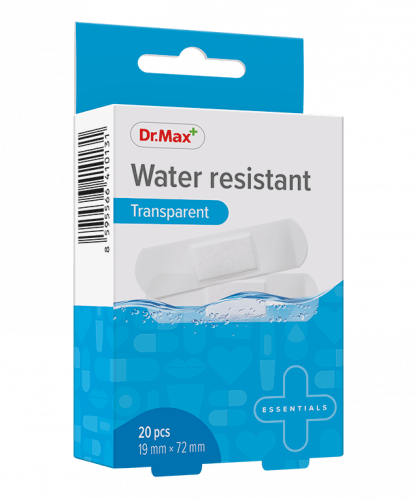 Dr.Max Water resistant Transparent 19mm x 72mm náplast 20 ks Dr.Max