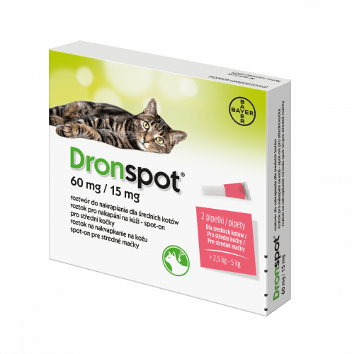 Dronspot 60 mg/15 mg pro střední kočky spot-on 2x0
