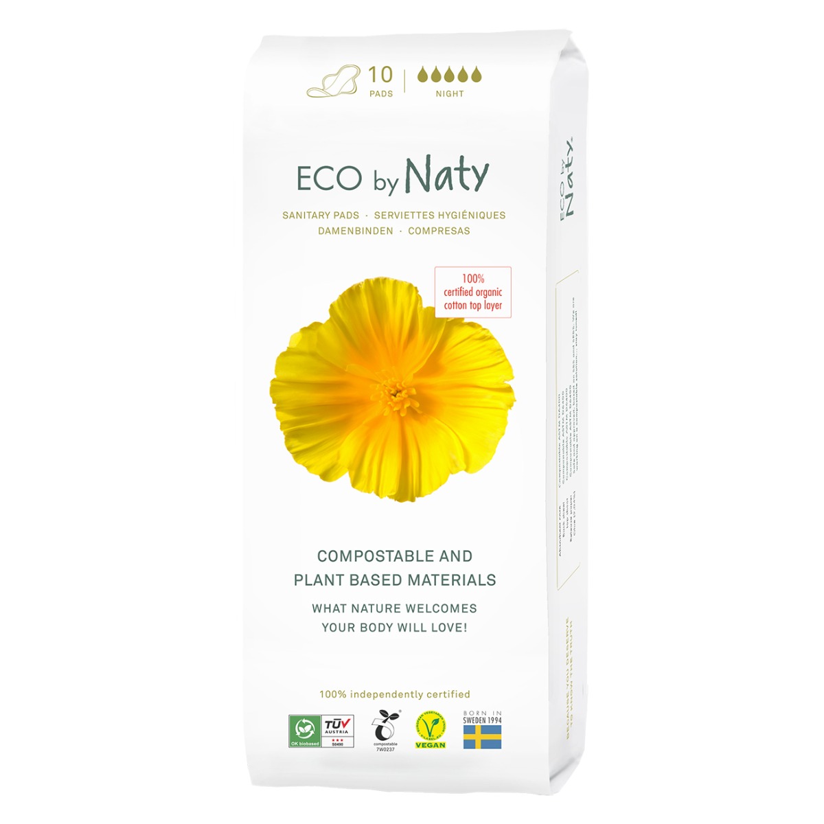 ECO by Naty ECO noční dámské vložky 10 ks ECO by Naty