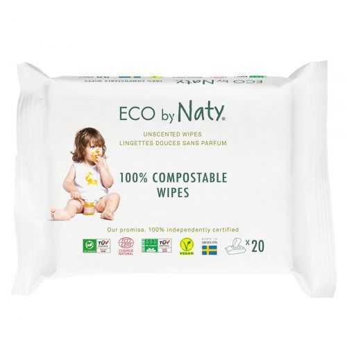 ECO by Naty Vlhčené ubrousky bez vůně pro citlivou pokožku 20 ks ECO by Naty