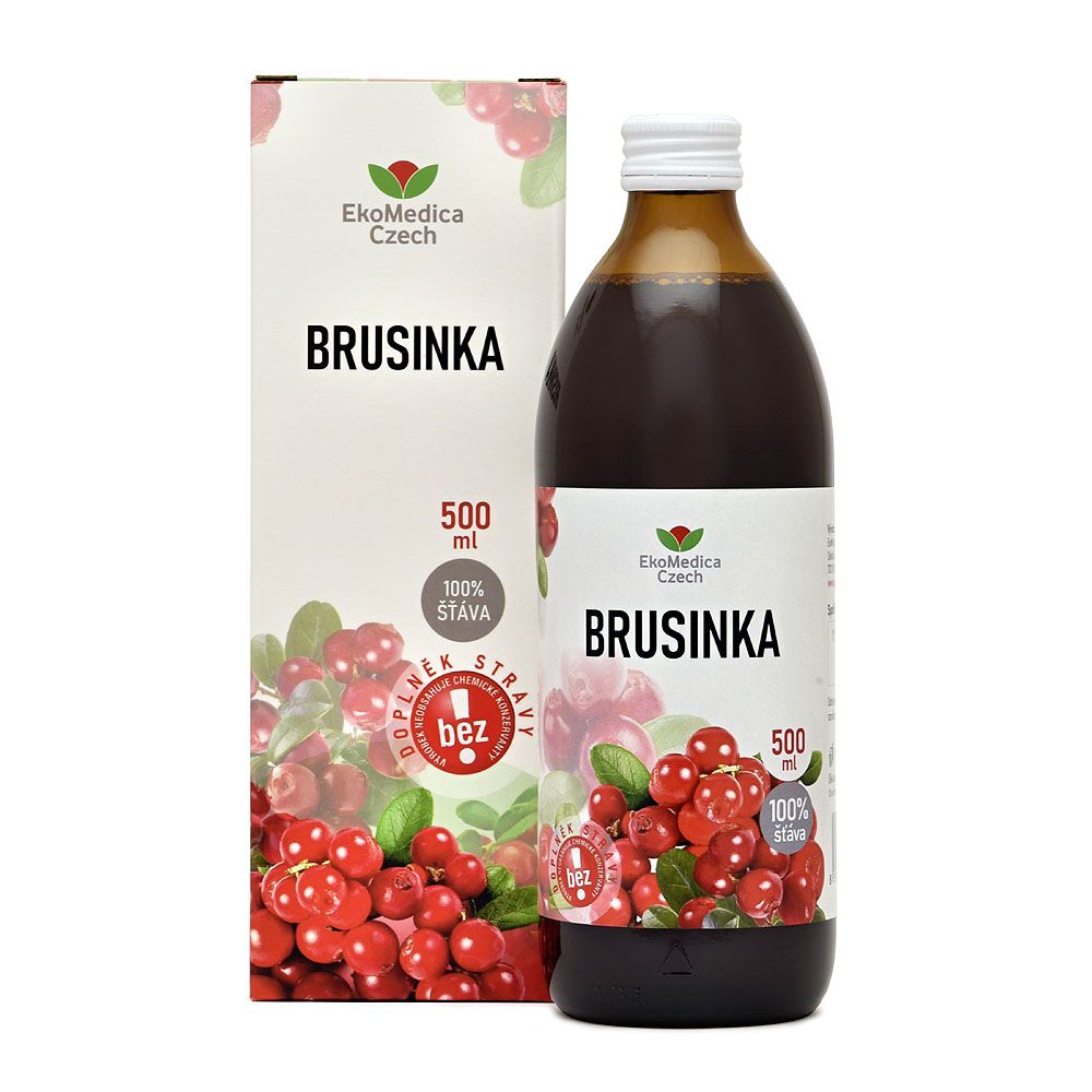 Ekomedica Brusinka 100% šťáva 500 ml Ekomedica