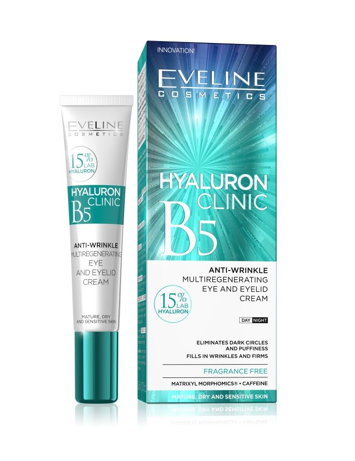 Eveline Hyaluron Clinic B5 protivráskový krém na oční víčka 20 ml Eveline