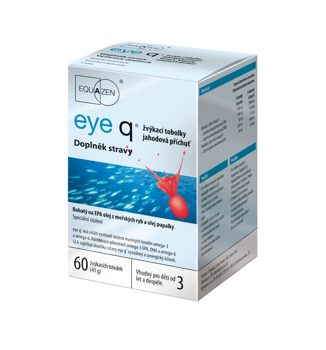 Eye q jahodová příchuť 60 žvýkacích tobolek Eye q
