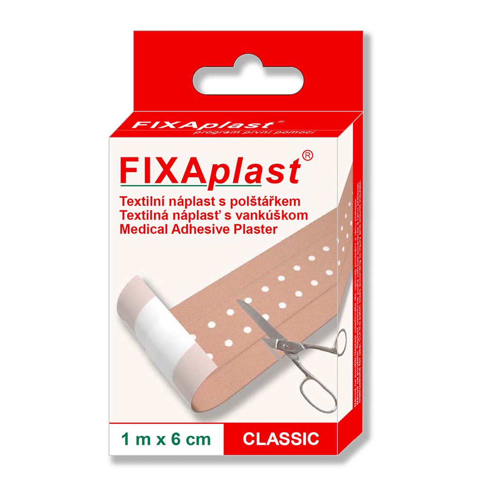 Fixaplast Classic 1 m x 6 cm náplast nedělěná s polštářkem 1 ks Fixaplast