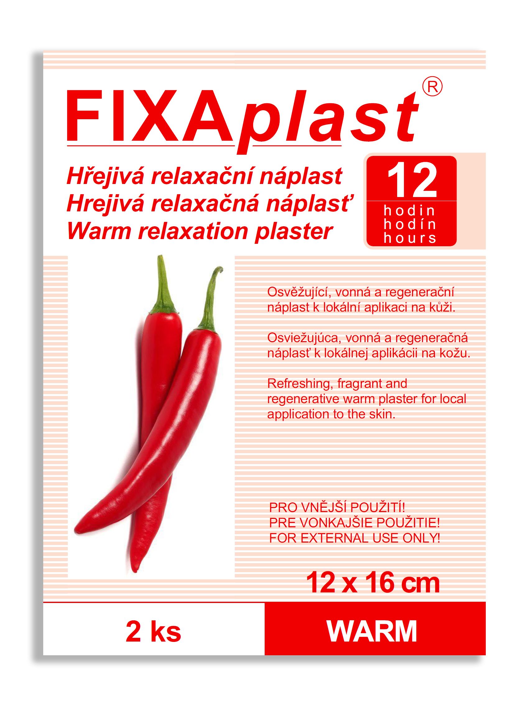 Fixaplast Warm Hřejivá relaxační náplast 2 ks 12x16 cm Fixaplast