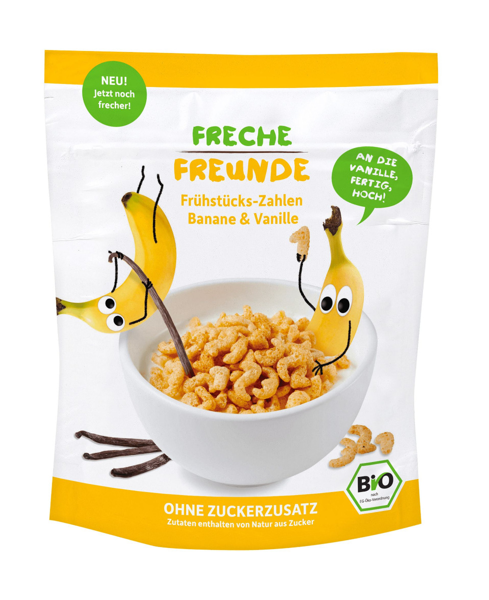 Freche Freunde BIO Cereálie křupavá čísla banán a vanilka 125 g Freche Freunde