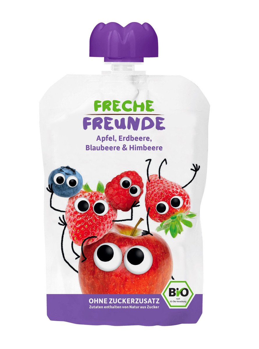 Freche Freunde BIO Kapsička jablko jahoda borůvka a malina 6x100 g Freche Freunde