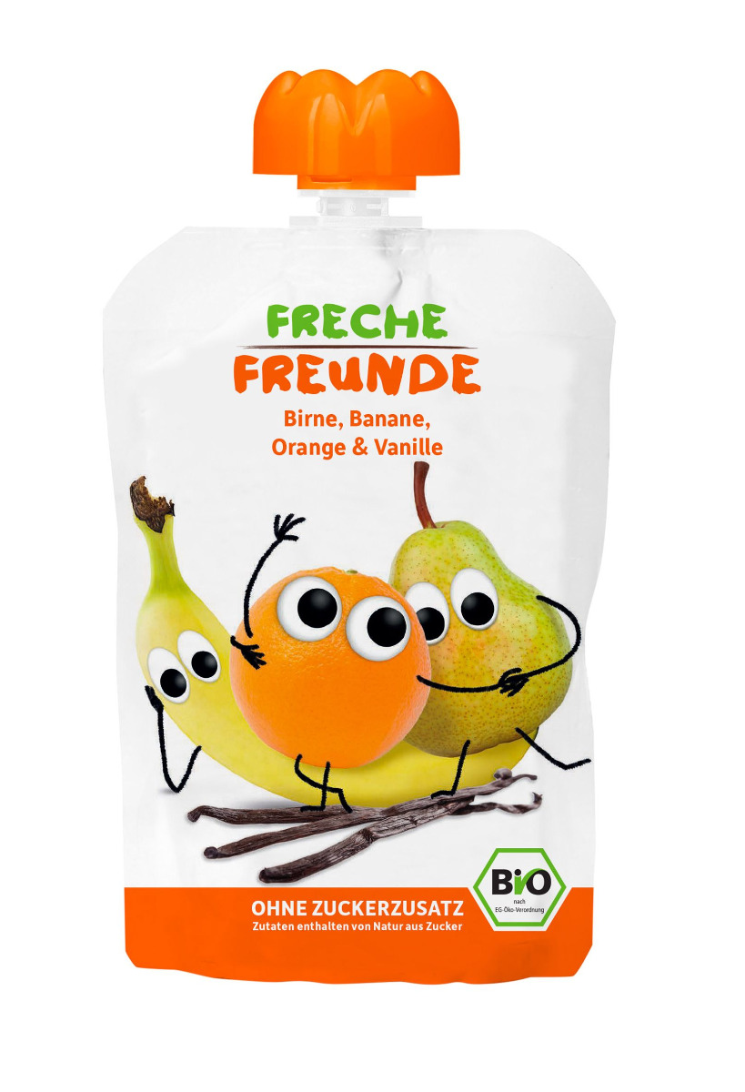 Freche Freunde BIO Ovocná kapsička hruška banán pomeranč s vanilkou 6x100 g Freche Freunde