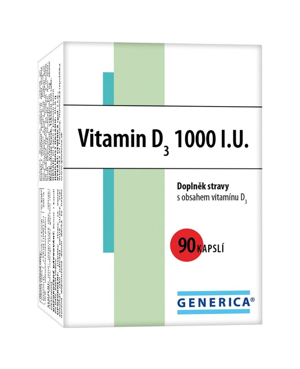 Generica Vitamin D3 1000 I.U. 90 kapslí Generica
