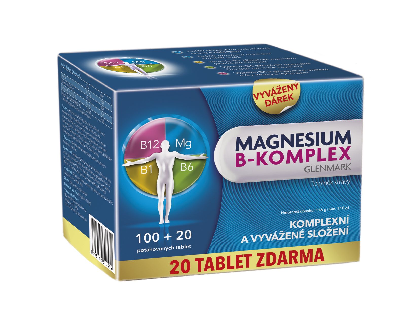 Glenmark Magnesium B-komplex 100+20 tablet Glenmark