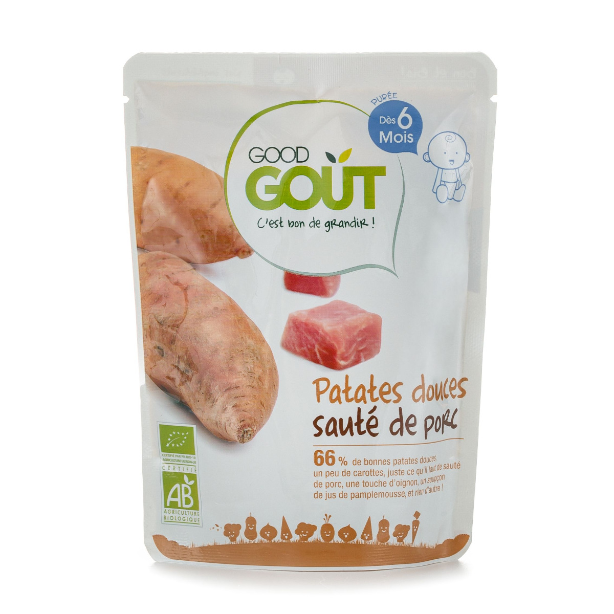 Good Gout BIO Batáty s vepřovým masem 6m+ 190 g Good Gout