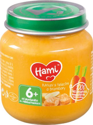 Hami Mrkev s telecím a brambory 6+ masozeleninový příkrm 125 g Hami