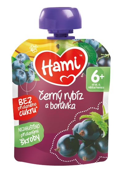 Hami Ovocná kapsička černý rybíz a borůvka 6x90 g Hami