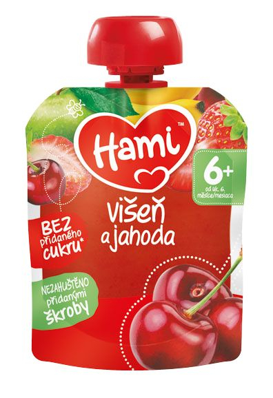 Hami Ovocná kapsička višeň a jahoda 6x90 g Hami