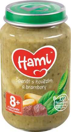 Hami Špenát s hovězím a brambory 8+ masozeleninový příkrm 200 g Hami