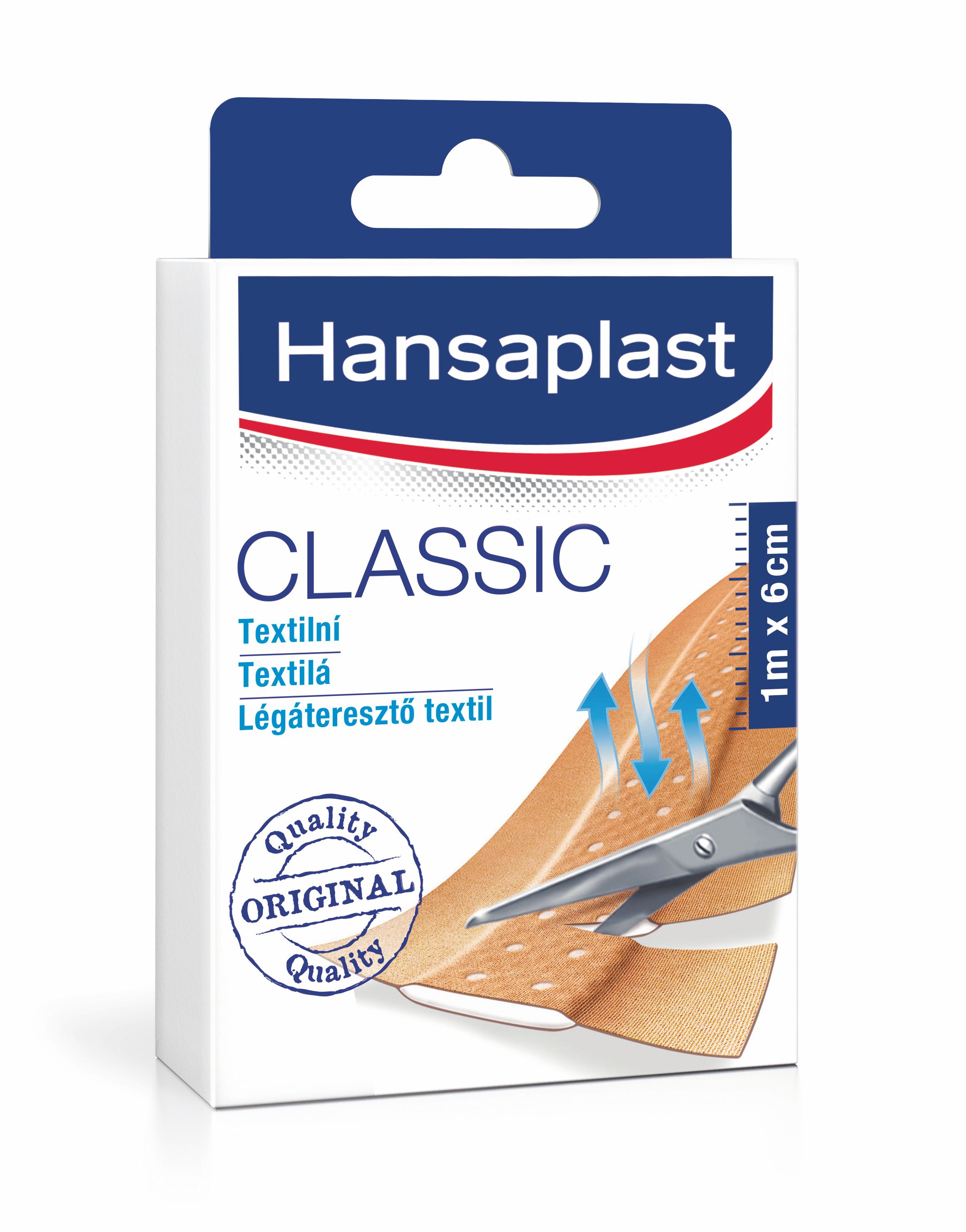 Hansaplast Náplast textilní 1 m x 6 cm nedělená 1 ks Hansaplast
