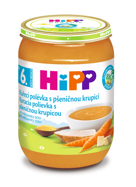 Hipp BABY MENU BIO Kuřecí polévka s pšeničnou krupicí 190 g Hipp