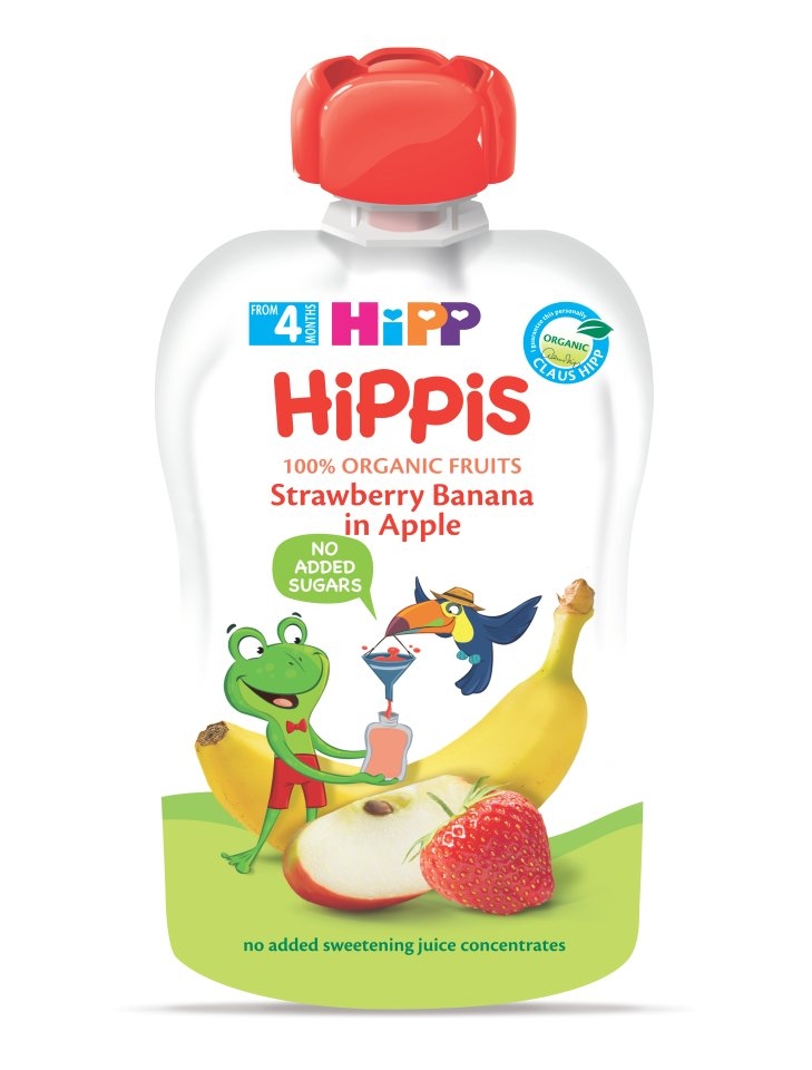 Hipp BIO 100% ovoce jablko-banán-jahoda 100 g Hipp