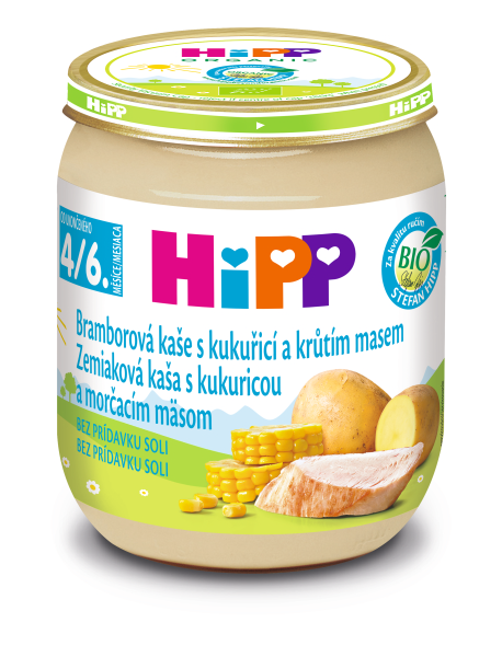 Hipp BIO Bramborové pyré s kukuřicí a krůtím masem 125 g Hipp