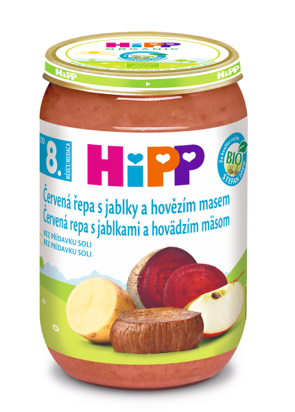 Hipp BIO Červená řepa s jablky a hovězím masem 220 g Hipp