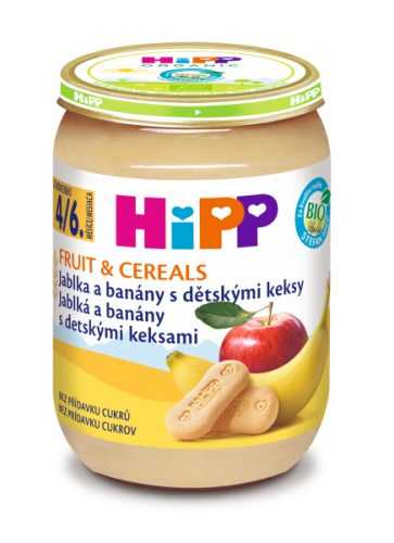 Hipp BIO Jablka a banány s dětskými keksy 190 g Hipp