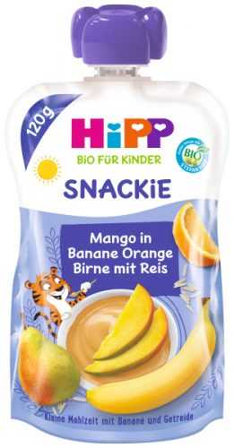 Hipp BIO SNACKIE hruška-pomeranč-mango-banán-rýže 120 g Hipp
