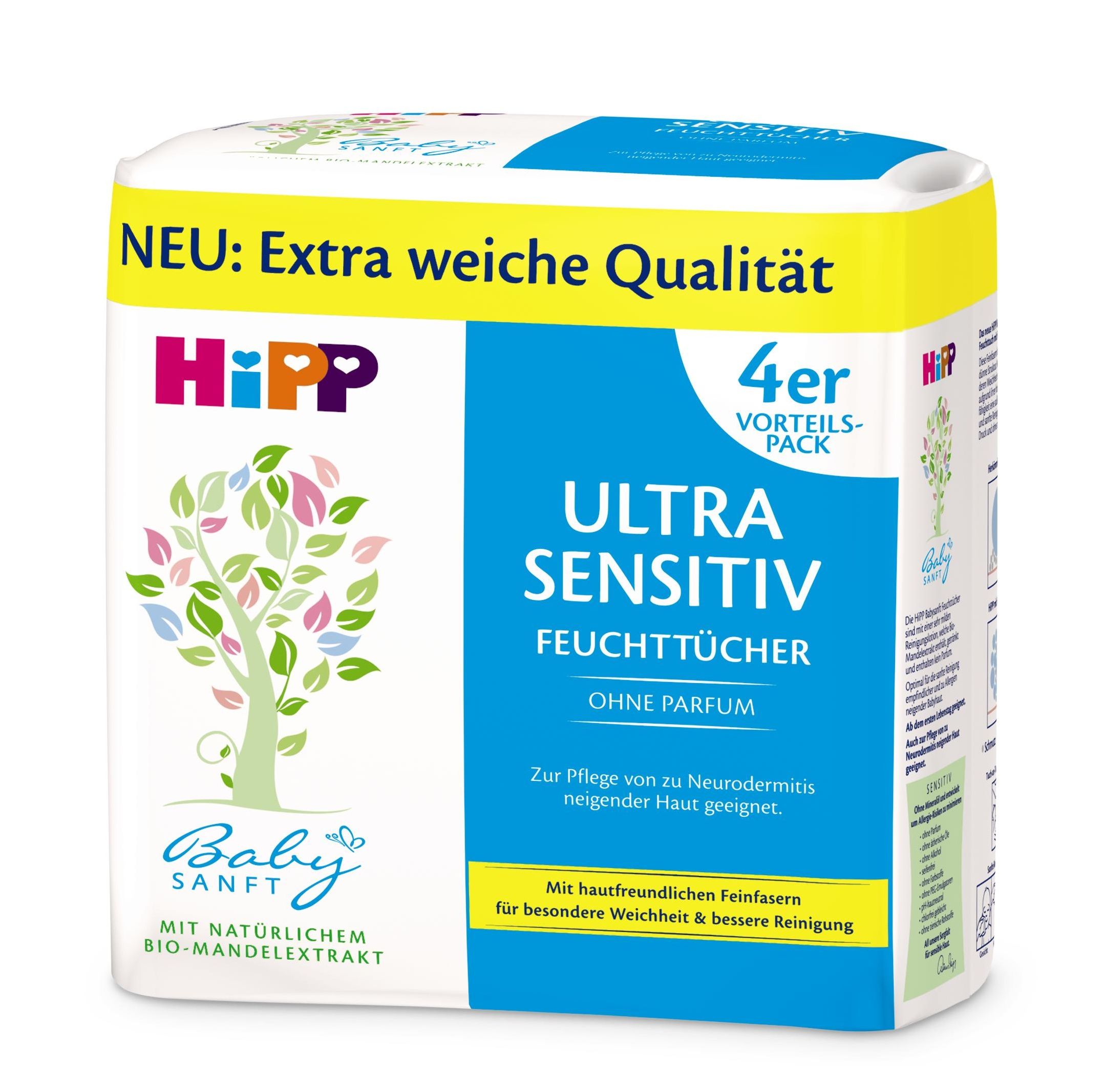 Hipp Babysanft Ultra Sensitive vlhčené ubrousky 4x52 ks Hipp