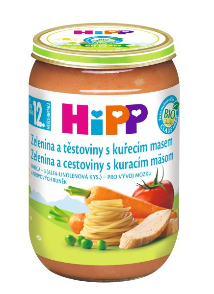 Hipp DĚTSKÉ MENU BIO Zelenina a těstoviny s kuřecím masem 220 g Hipp