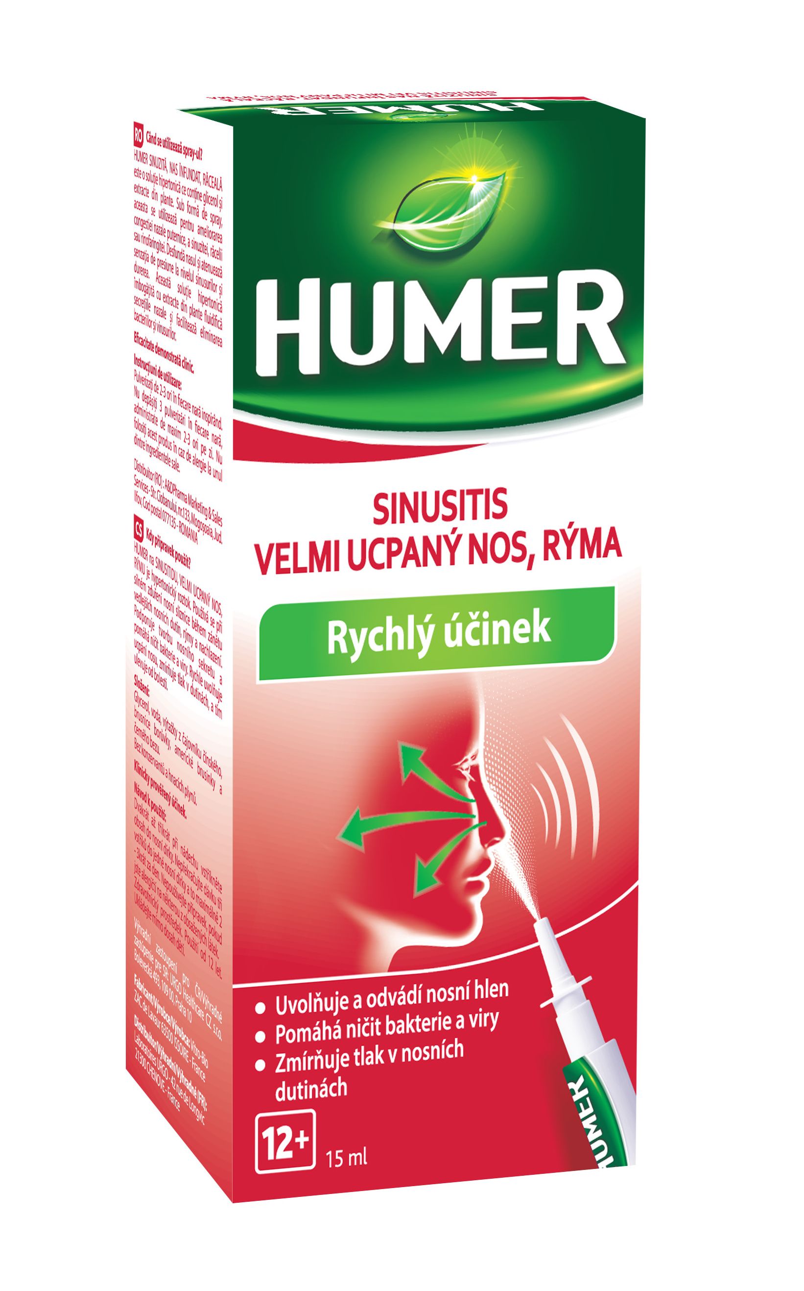 Humer SINUSITIS velmi ucpaný nos sprej 15 ml Humer