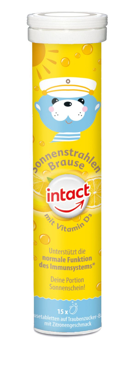 Intact Sluneční svit vitamin D3 citron 15 šumivých tablet Intact