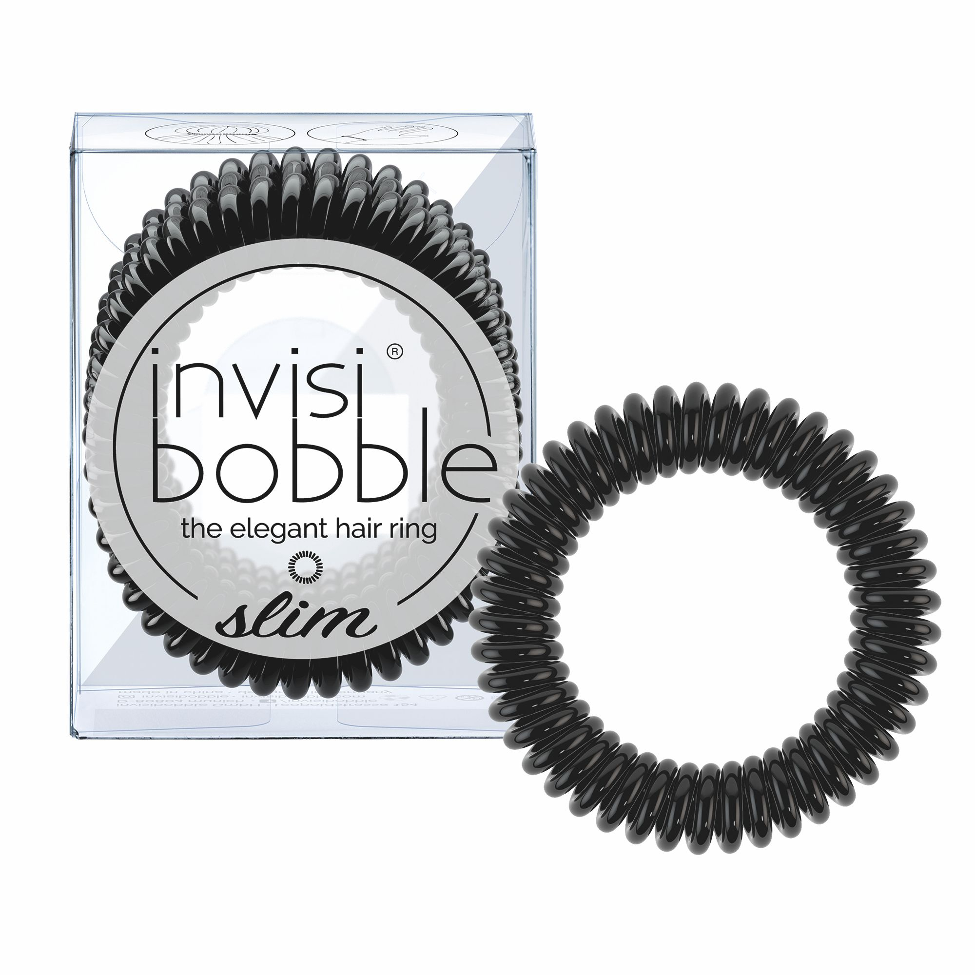 Invisibobble SLIM True Black gumička do vlasů 3 ks Invisibobble