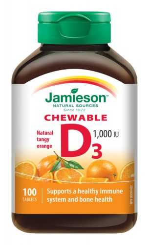 Jamieson Vitamin D3 1000 IU pomeranč 100 cucacích tablet Jamieson