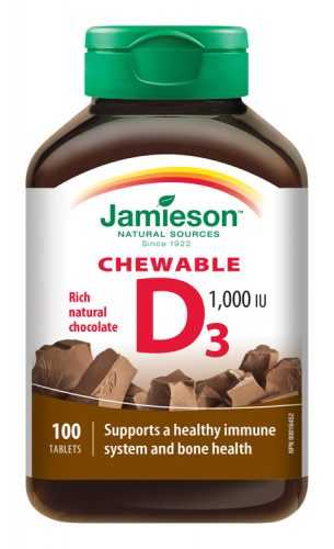 Jamieson Vitamín D3 1000 IU příchuť čokoláda 100 cucacích tablet Jamieson