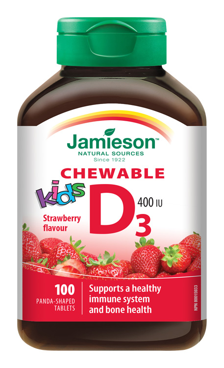 Jamieson Vitamín D3 Kids jahoda 100 cucacích tablet Jamieson