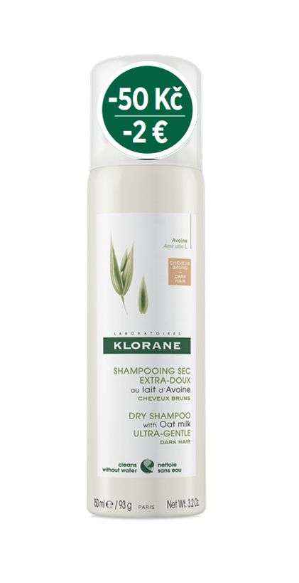 KLORANE Suchý šampon s ovesným mlékem pro tmavé vlasy 150 ml KLORANE