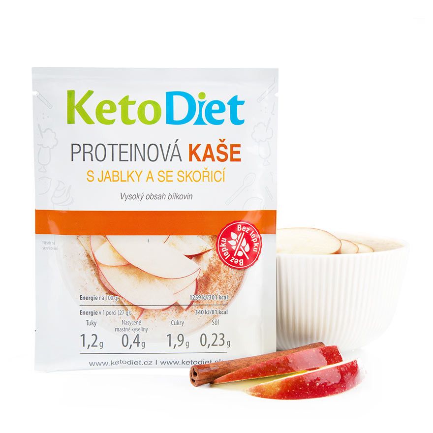 KetoDiet Proteinová kaše s jablky a se skořicí 7x27 g KetoDiet