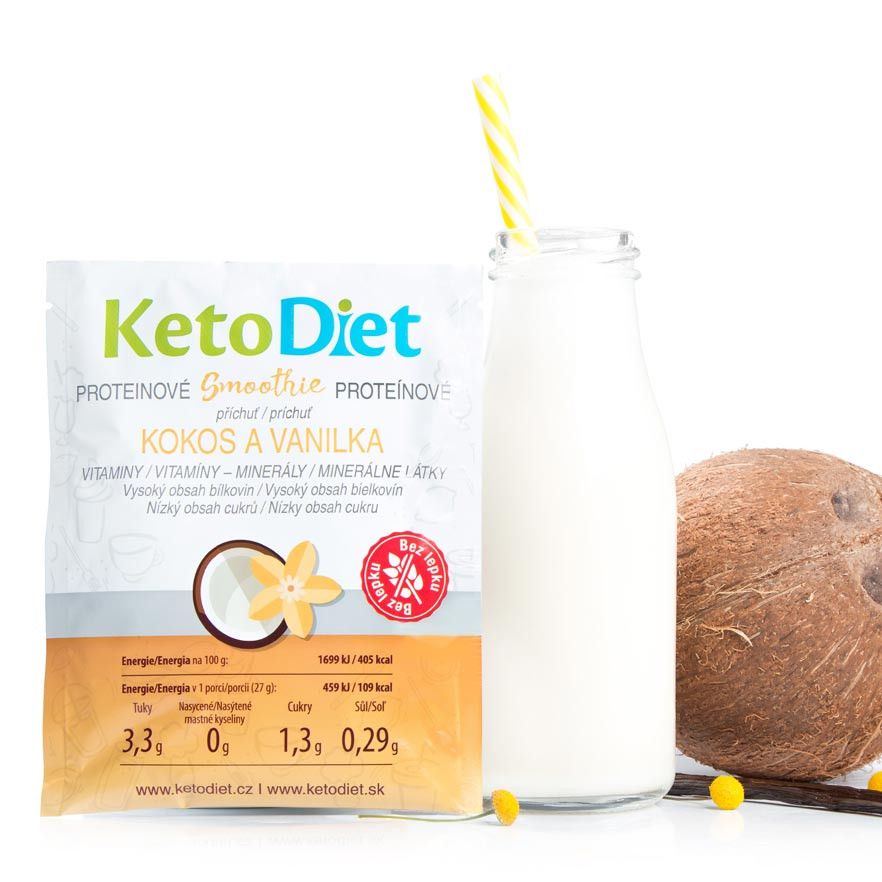KetoDiet Proteinové smoothie příchuť kokos a vanilka 7x27 g KetoDiet