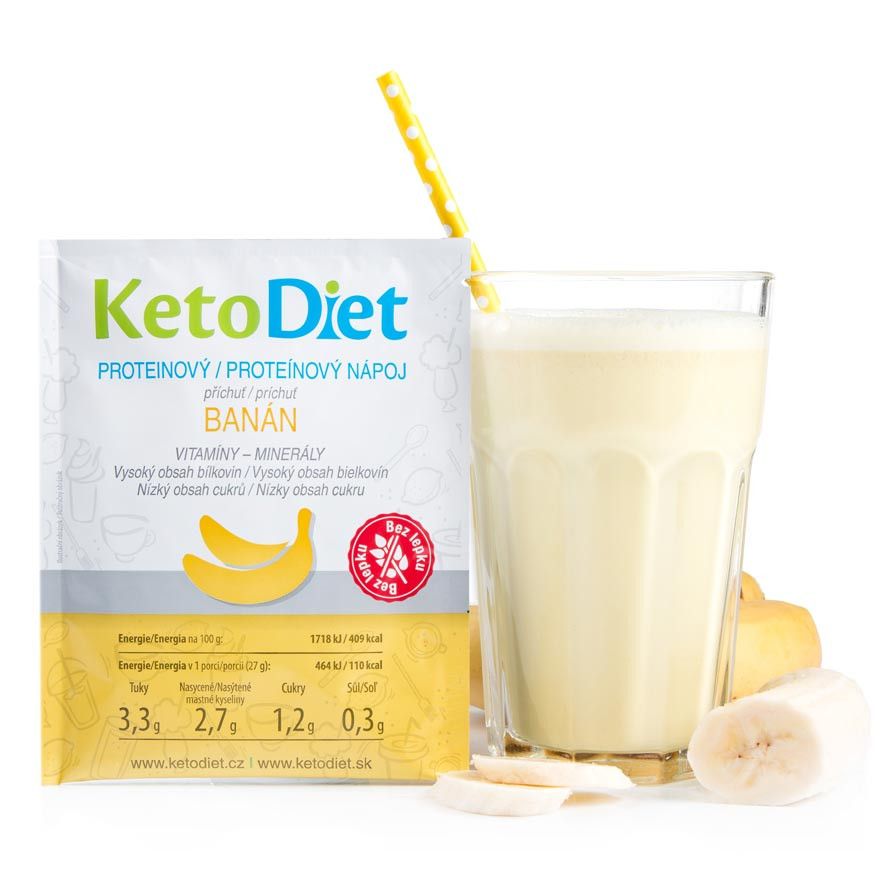KetoDiet Proteinový nápoj banán 7x27 g KetoDiet