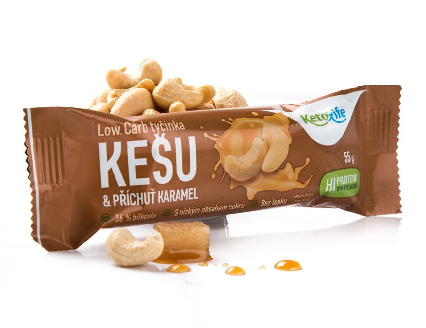 KetoLife Low Carb tyčinka Kešu s příchutí karamelu 55 g KetoLife