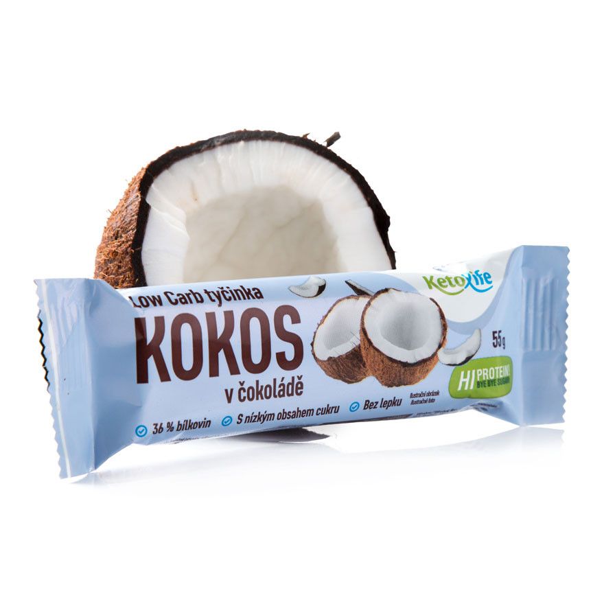 KetoLife Low Carb tyčinka Kokos v čokoládě 55 g KetoLife