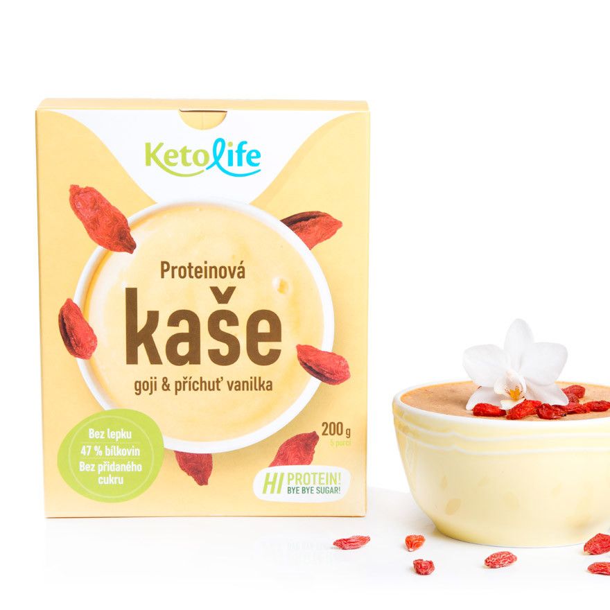 KetoLife Proteinová kaše goji a příchuť vanilka 5x40 g KetoLife