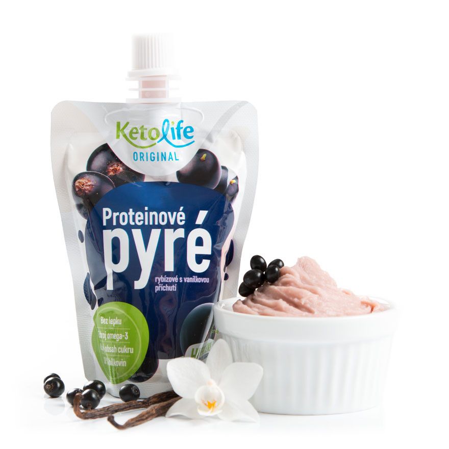 KetoLife Proteinové pyré rybízové s vanilkovou příchutí 100 g KetoLife