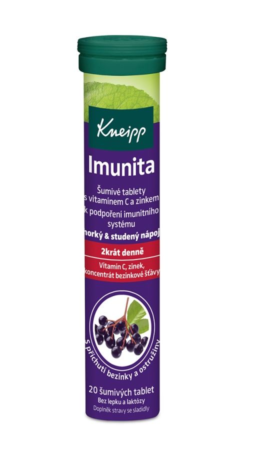 Kneipp Imunita + vitamin C + Zn černý bez a ostružina 20 šumivých tablet Kneipp