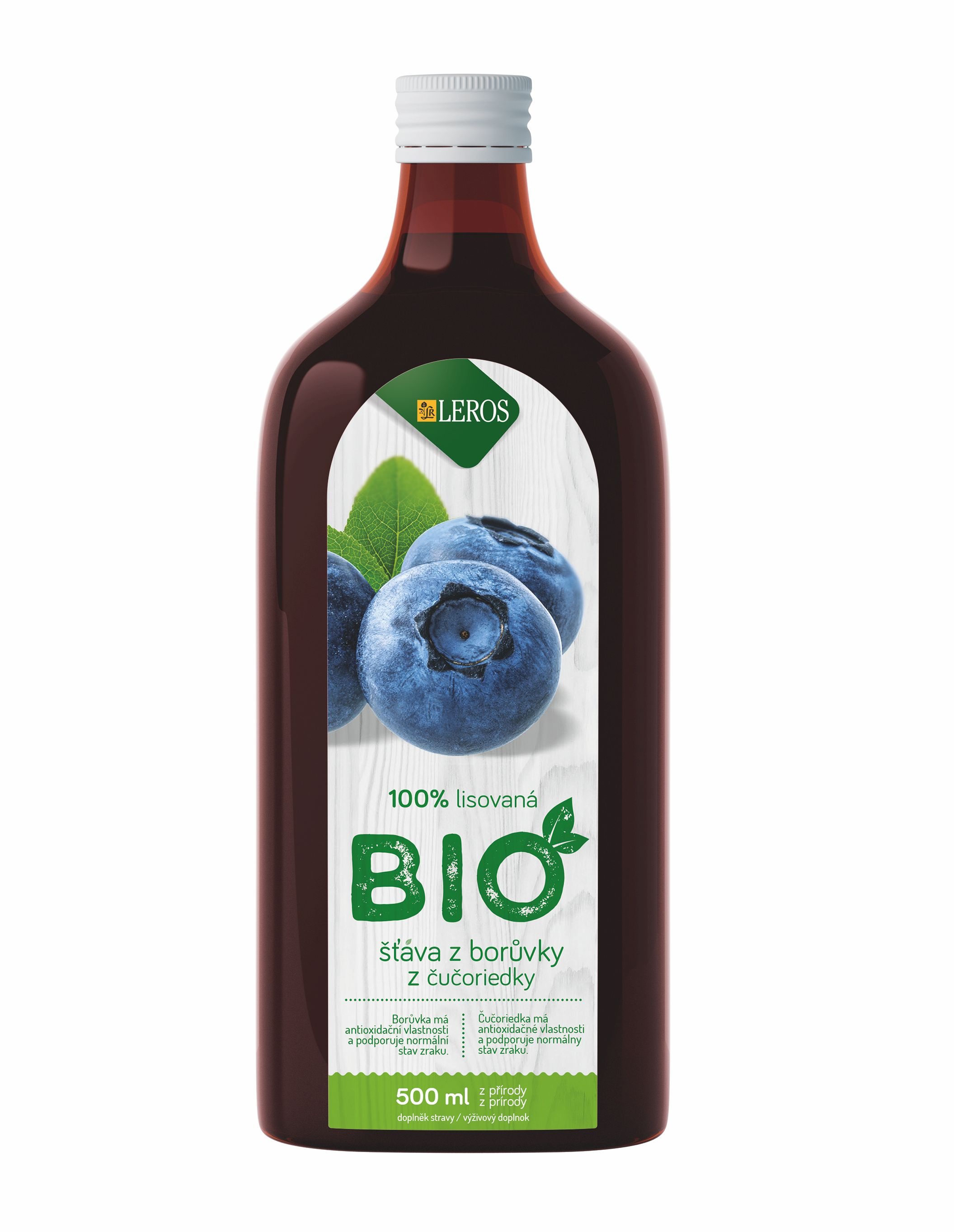 Leros BIO Šťáva z borůvky 500 ml Leros