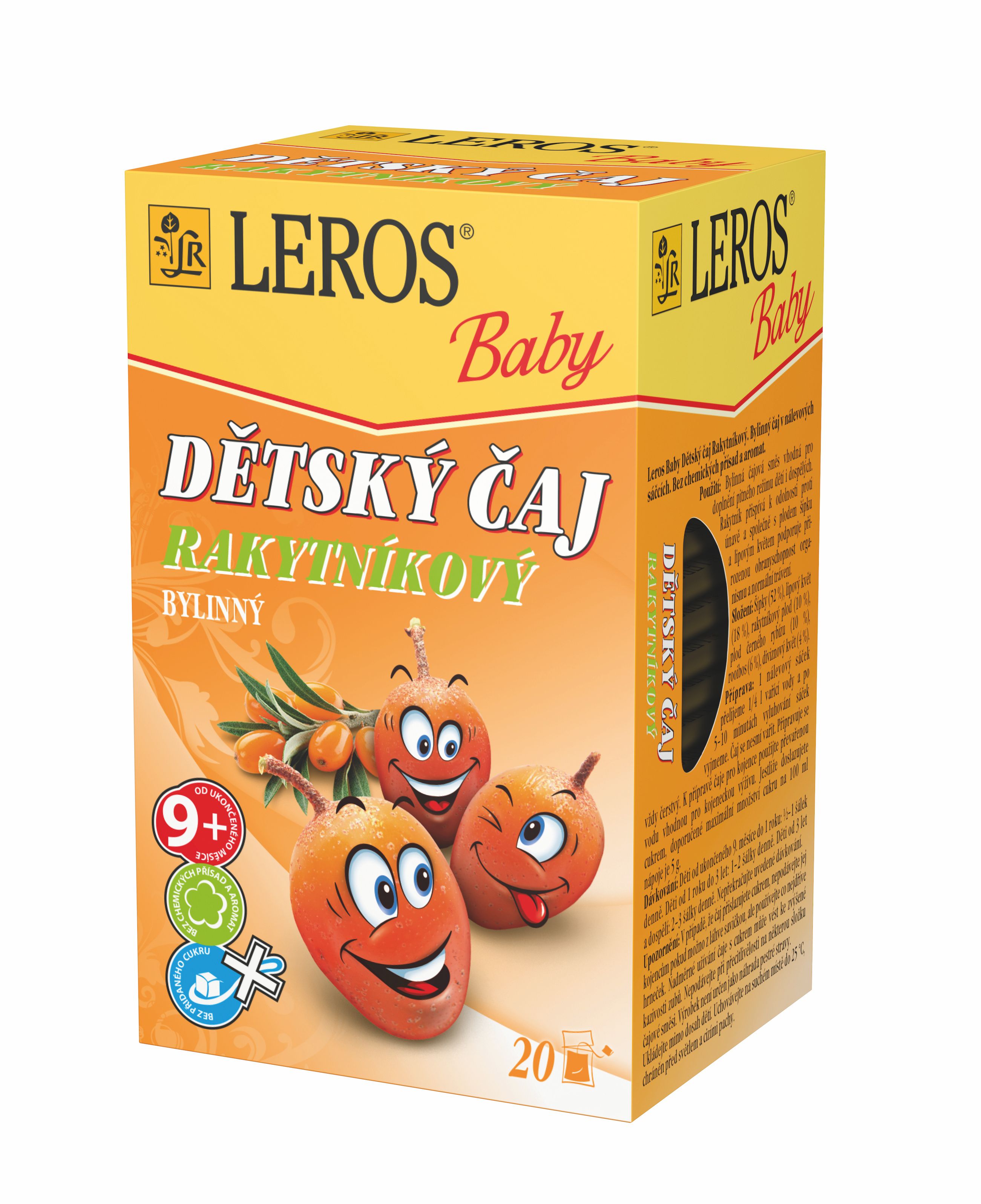 Leros Dětský čaj Rakytníkový nálevové sáčky 20x2 g Leros