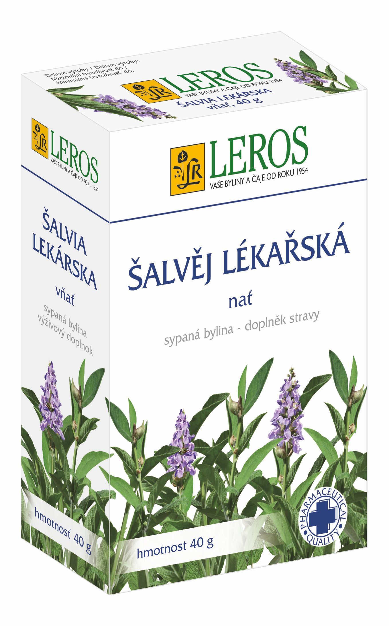 Leros Šalvěj lékařská - nať sypaný čaj 40 g Leros