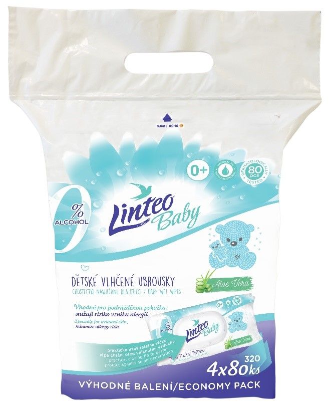 Linteo Baby Aloe Vera vlhčené ubrousky 4x80 ks Linteo