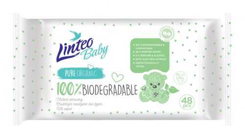 Linteo Baby Biodegradable vlhčené ubrousky 48 ks Linteo